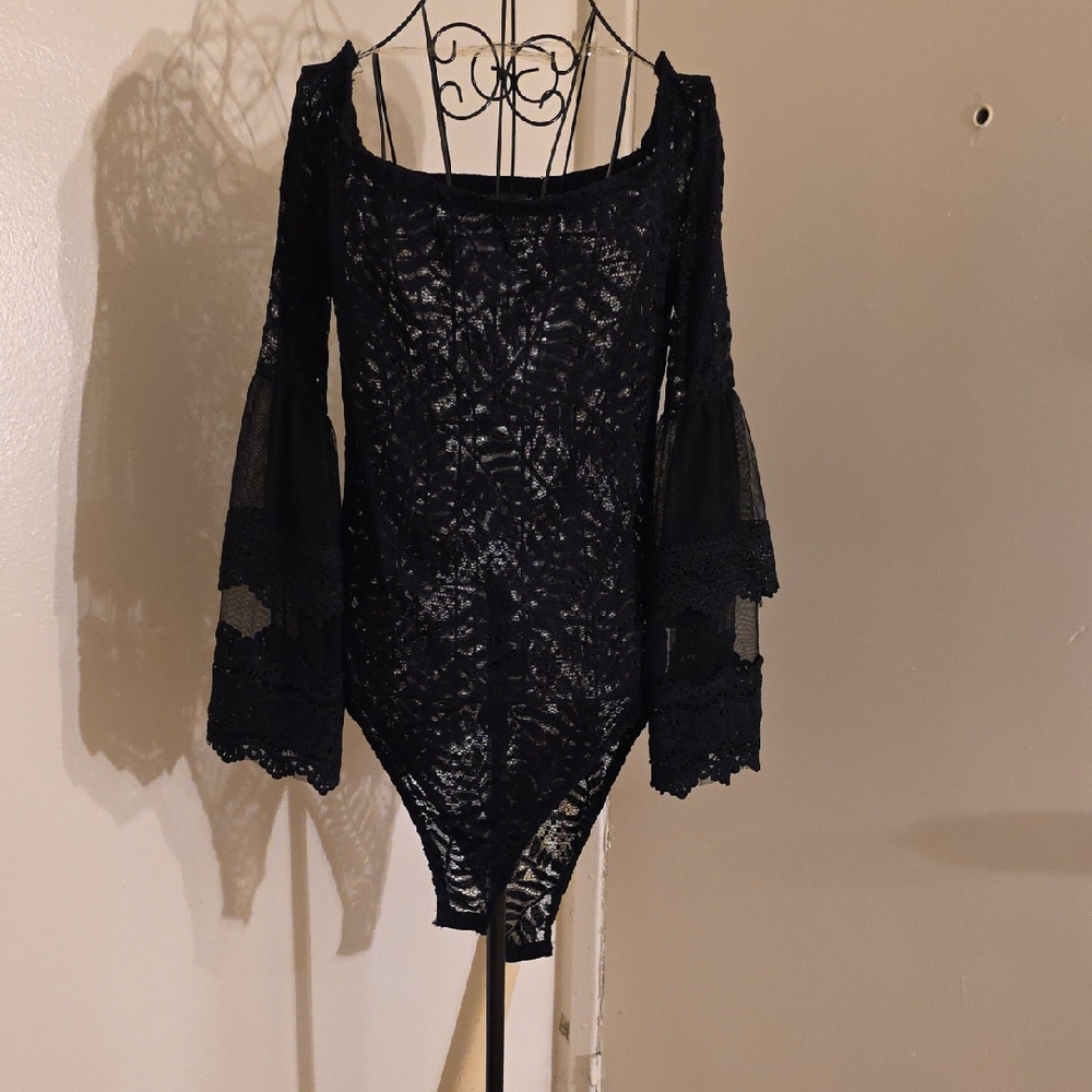 Source Unknown Black Lace Bodysuit